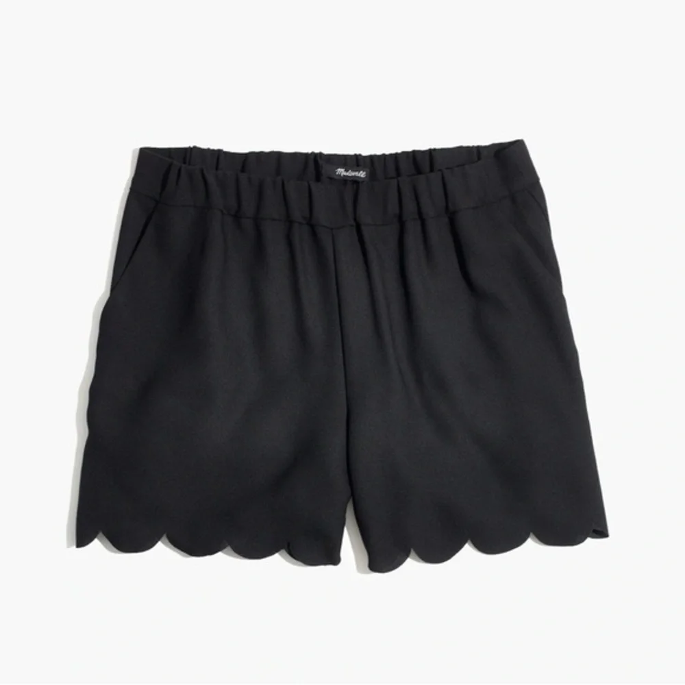 Madewell Womens 2XS Black Scalloped Edge Elastic Waist Pocket Short Shorts XXS 0